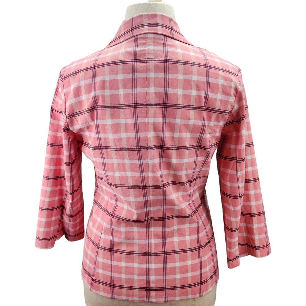 NWT Ashley Stewart Blazer Women 12 Pink Plaid Stretch Button Jacket Work Career - Picture 5 of 12
